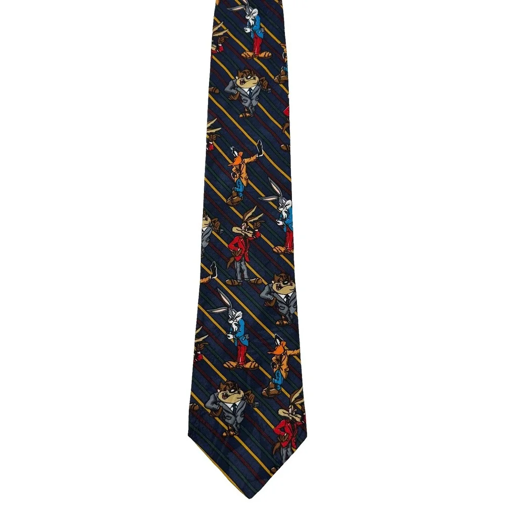 LOONEY TUNES 1995 Mania Tie Bugs Bunny Taz Daffy Wile E Coyote Vintage
